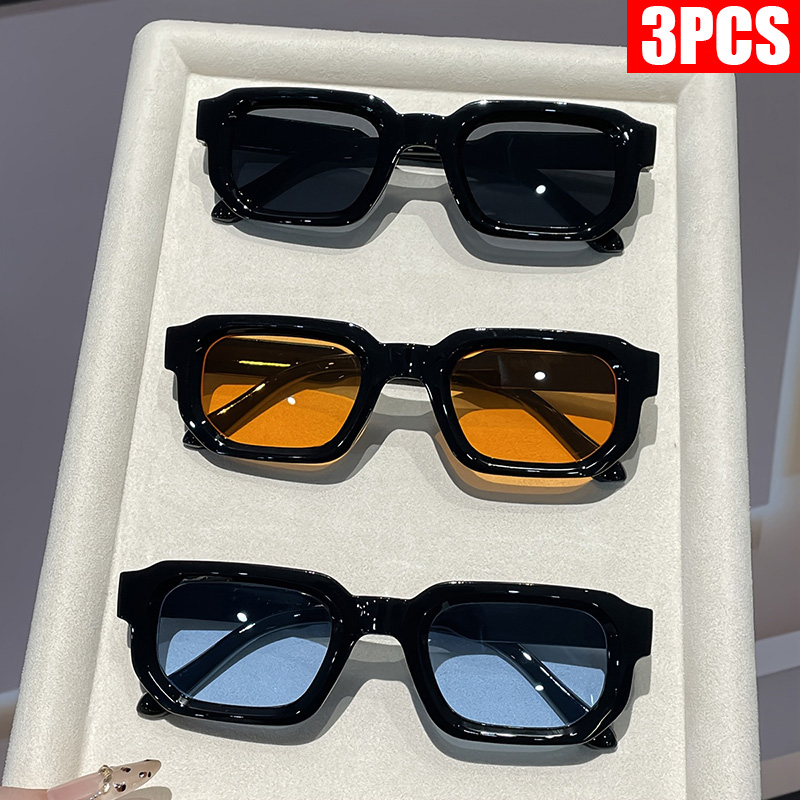 Vintage Fashion Glasses - 2/3PCS Vintage Rechthoek Frame Zonnebril voor