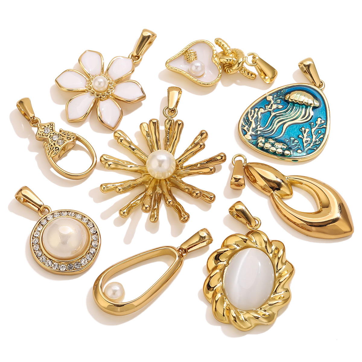Vintage Urban Fashion - 1 stuks 18K verguld roestvrijstalen bloemencharms