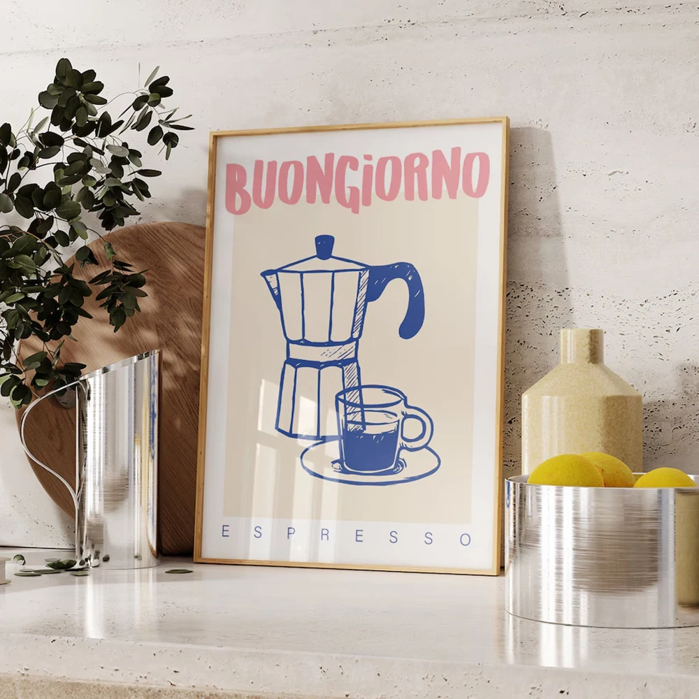 Vintage Fashion Wall Art - Moderne koffie espresso kunst aan de