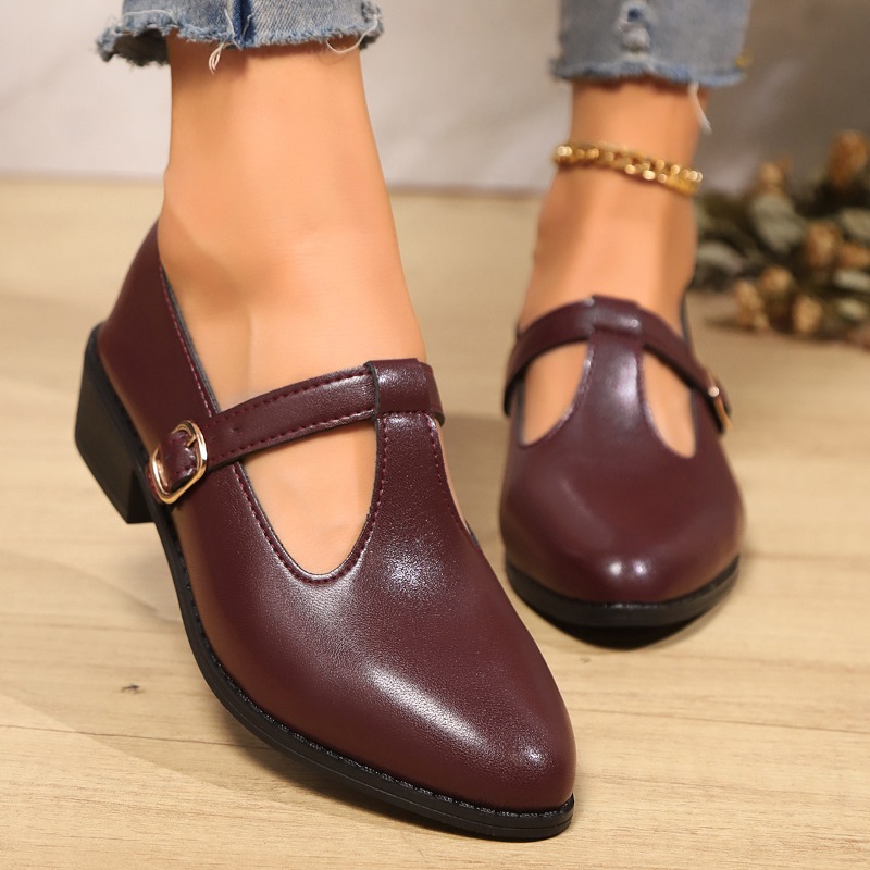 Vintage Fashion Rome - 2025 Lente T-Strap Dikke Hakken Pompen