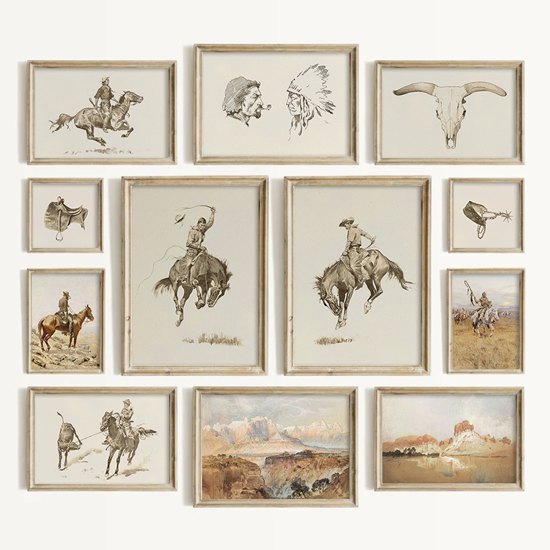 Vintage Fashion Wall Art - Zuidwestelijke stijl cowboy wanddecoratie vintage westerse
