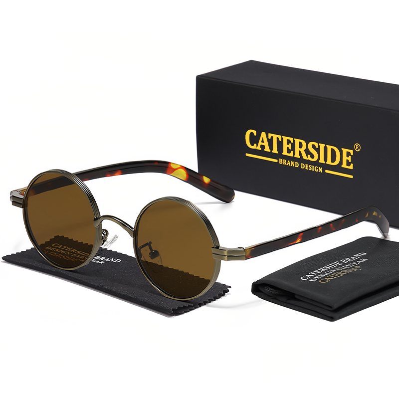 Vintage Fashion Images - CATERSIDE Vintage herenzonnebril Hiphopstijl Ronde metalen