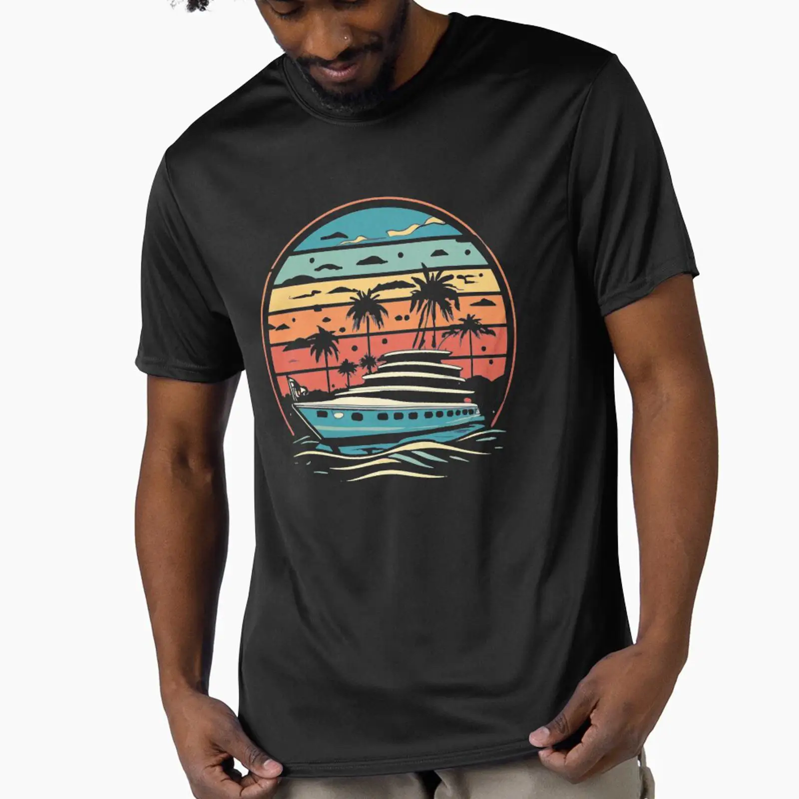 Vintage Yacht Fashion - Vintage kleuren zonsondergang-grondwelpjacht ontworpen en verkocht