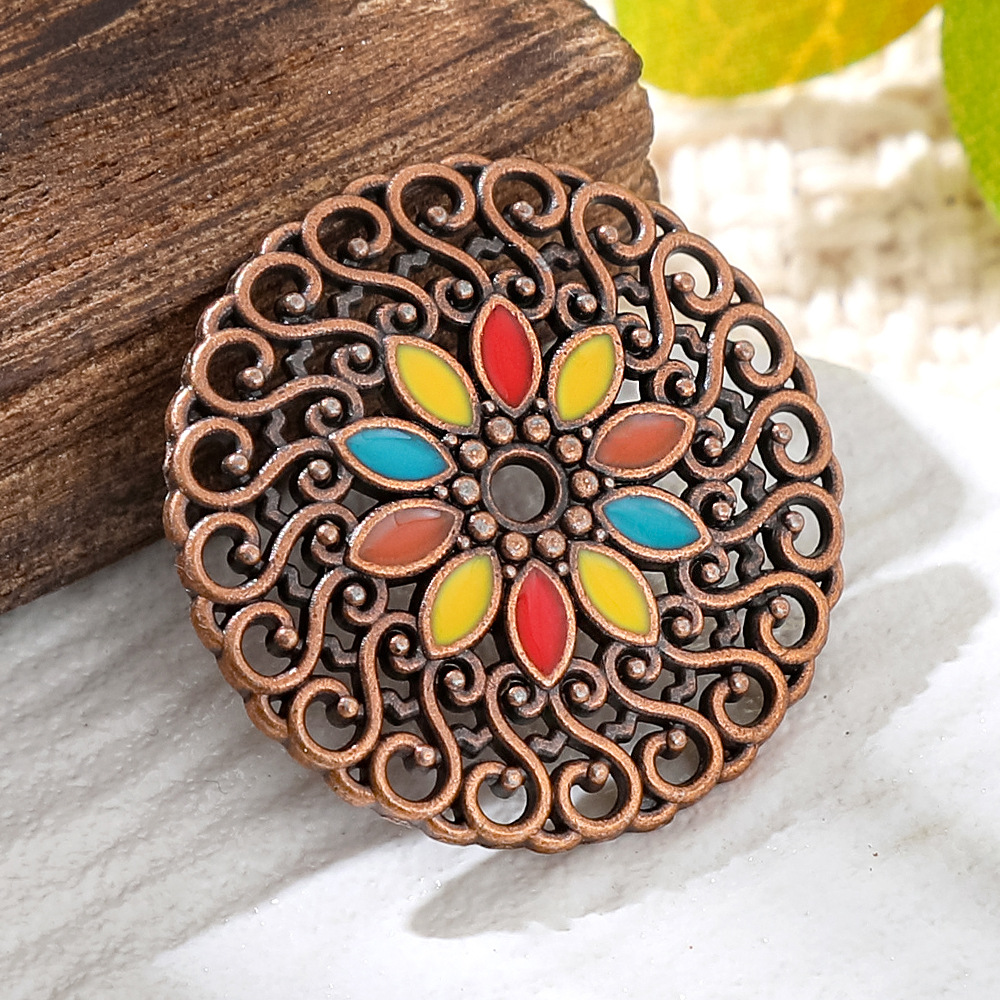 Vintage Urban Fashion - Vintage koperen bronzen Boheemse emaille ronde