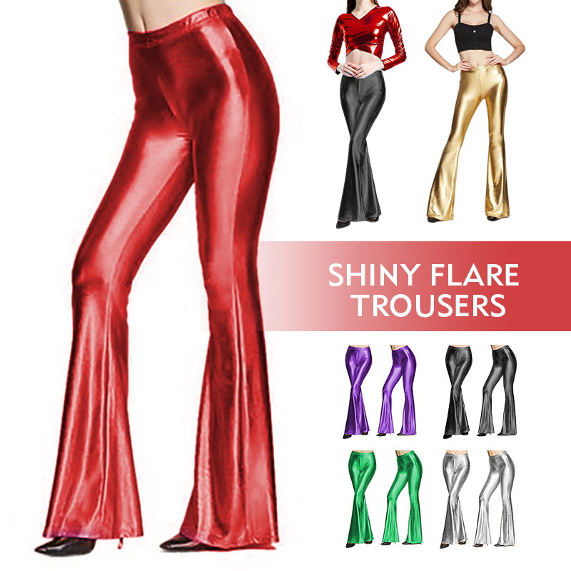 Vrouwen glanzende flare broek  - Wide Leg Trouser 70S recensie en prijs