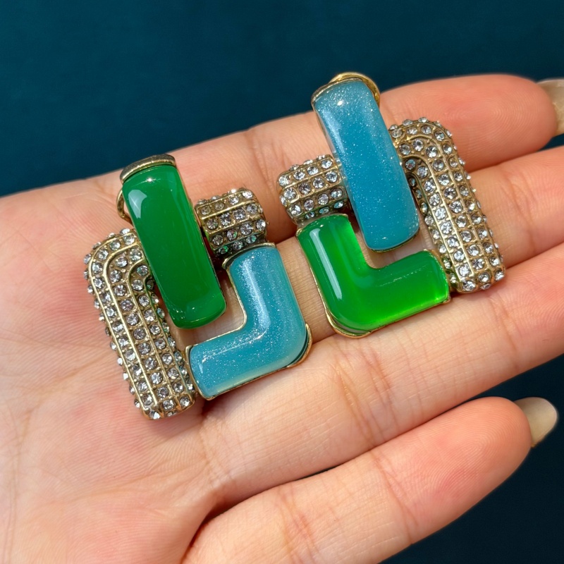 Vintage blauw glas groen geome - Vintage Fashion Jewelry Brands recensie en prijs