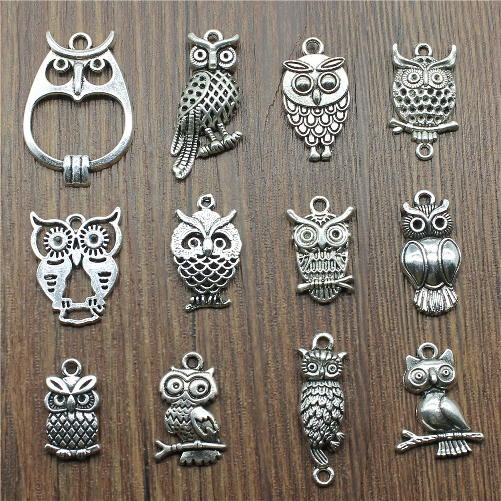 10st Charms Uil Antiek Zilver  - Vintage Urban Fashion recensie en prijs