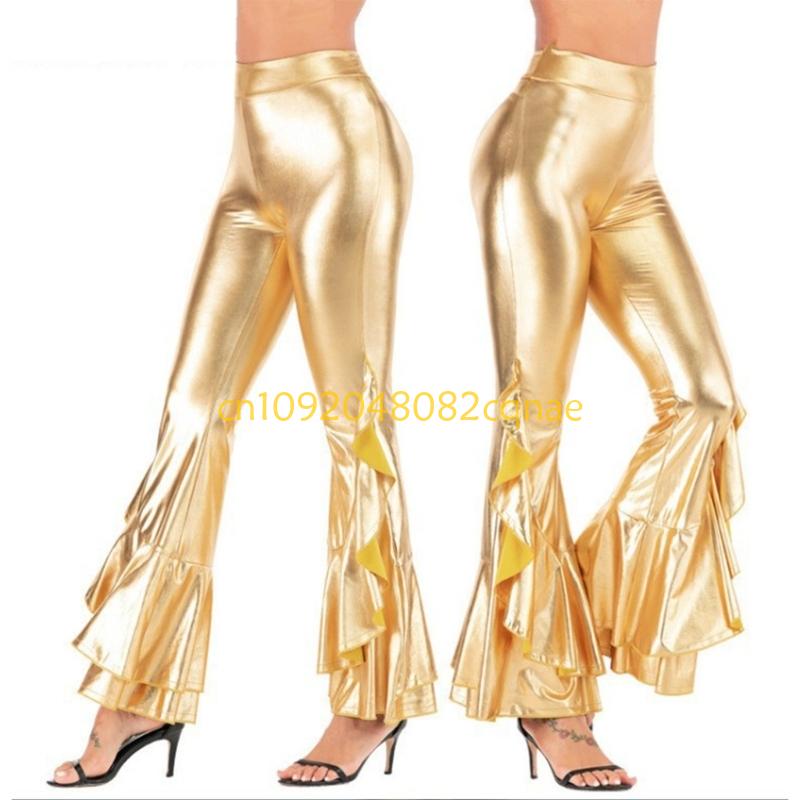 Vrouwen glanzende metallic uit - Wide Leg Trouser 70S recensie en prijs