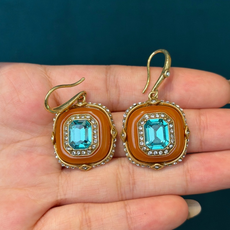 Vintage blauwe kristal oranje  - Vintage Fashion Jewelry Brands recensie en prijs