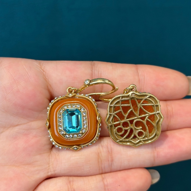 Vintage blauwe kristal oranje  - Vintage Fashion Jewelry Brands recensie en prijs