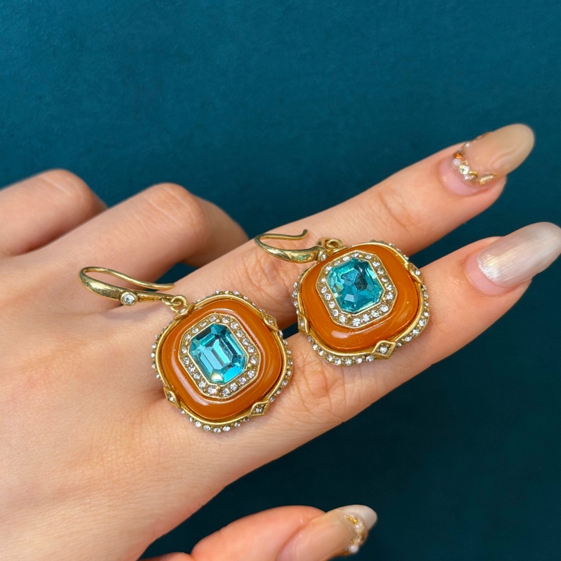 Vintage blauwe kristal oranje  - Vintage Fashion Jewelry Brands recensie en prijs